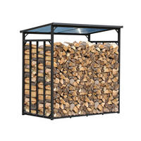 KAMINHOLZREGAL Außen 185x100x185 cm Metall Anthrazit mit Wetterschutz 3,5 m³ / 5 SRM - Anthrazit, Metall (185/185/100cm) - QUICK STAR