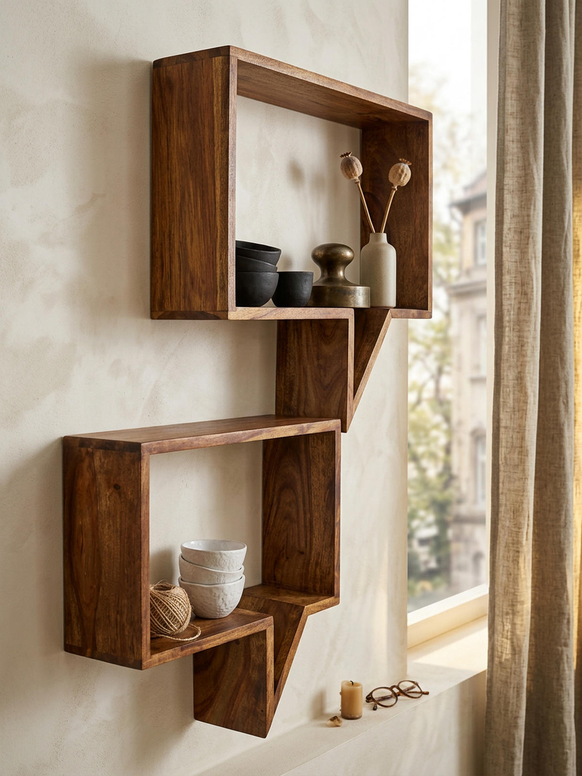 WANDREGAL Set NAKO Massivholz Zeitungsablage, Braun 50x13x49 cm - Braun, Holz (50/49/13cm) - KADIMA DESIGN