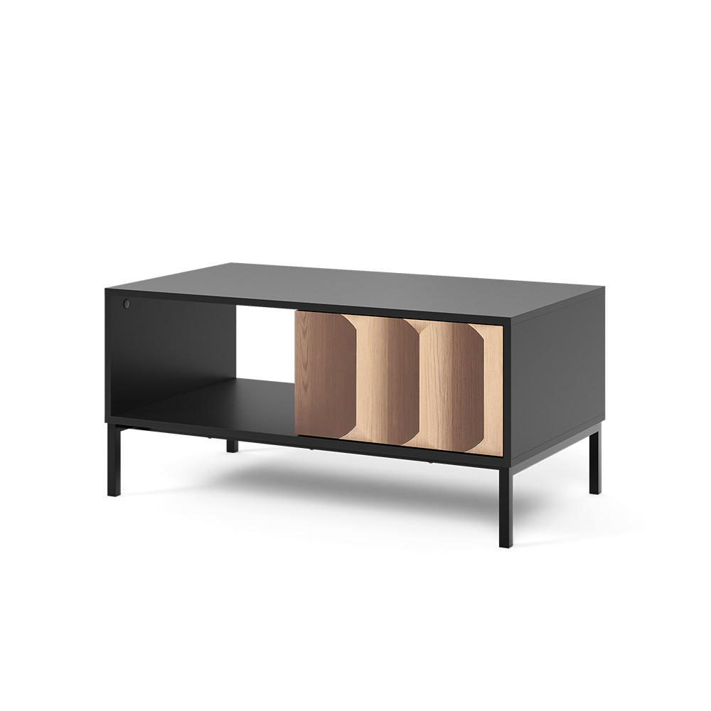 COUCHTISCH Eliza Schwarz/Eiche 90 x 50 cm mit Schublade - Eichefarben/Schwarz, Holzwerkstoff (50/90/45cm) - Vicco