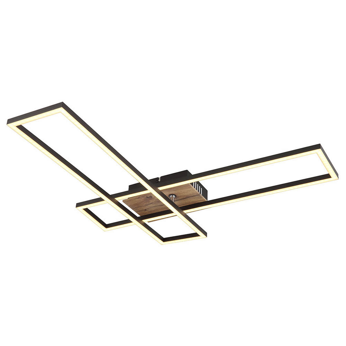 LED DECKENLEUCHTE DAKARI Holzoptik Schwarz - Schwarz, Metall (80/60/8cm) - Globo Lighting