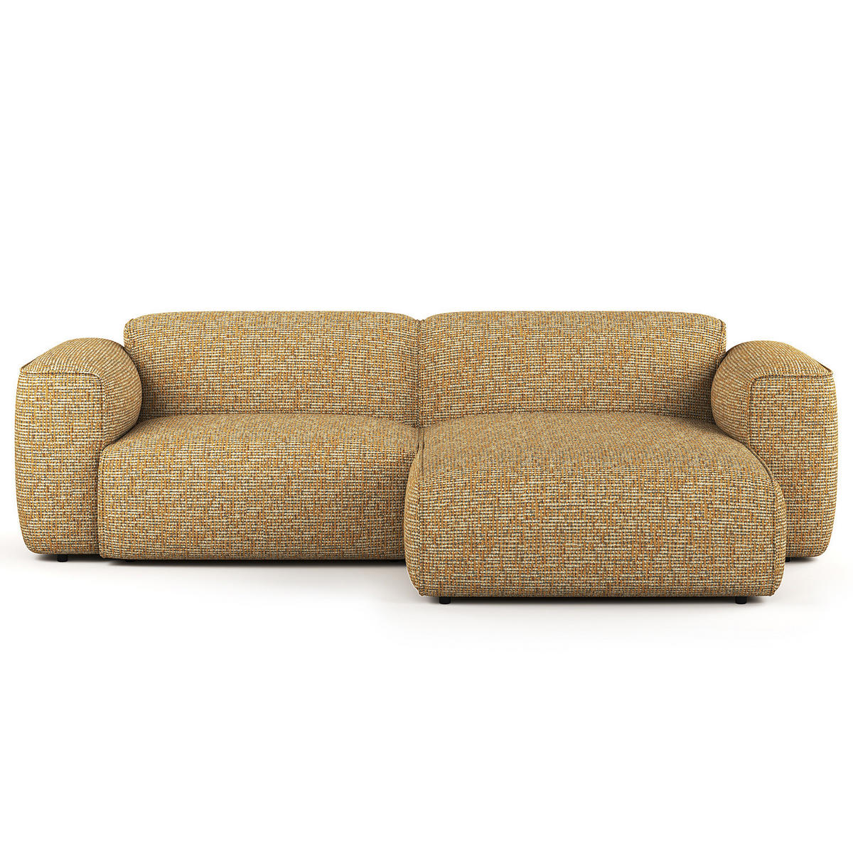 1,5-SITZER ECKSOFA mit Longchair - Schwarz/Honig, Kunststoff/Textil (260/173cm) - home24