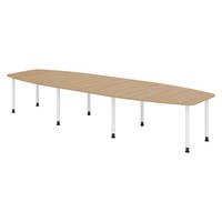 KONFERENZTISCH groß KT40 130/400/74 cm in Eichefarben/Füße in Weiß - Eichefarben/Weiß, Holzwerkstoff (130/400/74cm) - bümö
