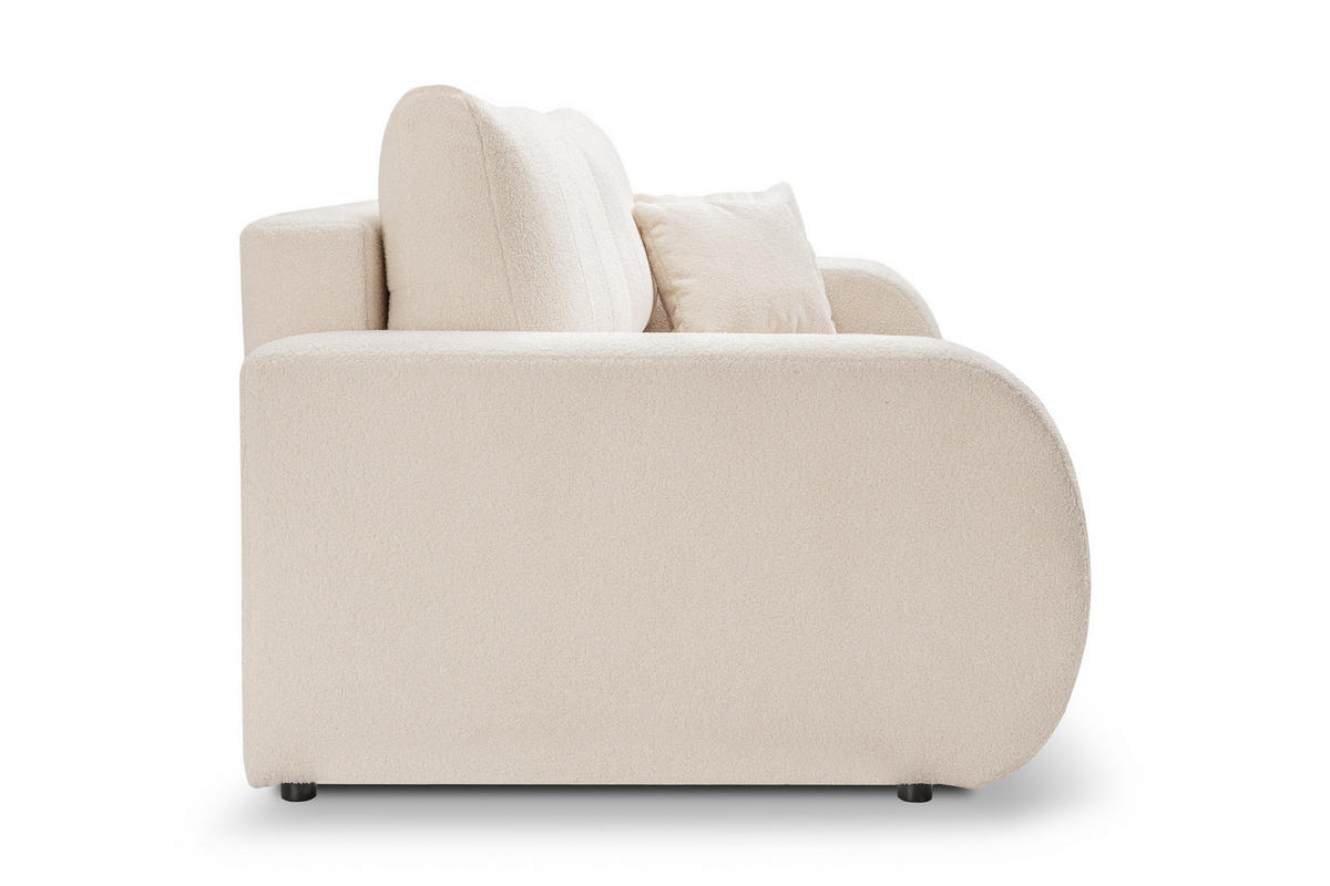 BETTSOFA GIOIA Creme Bucle-Stoff mit Schlaffunktion - Creme, Holz (248/88/105cm) - MASSENO