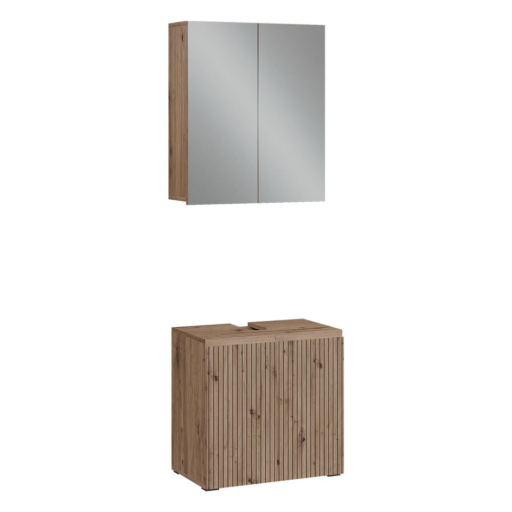 BADMÖBEL-SET Takumi Artisan 2 Teile - Hellgrau, Holzwerkstoff (60/58/35cm) - Vicco