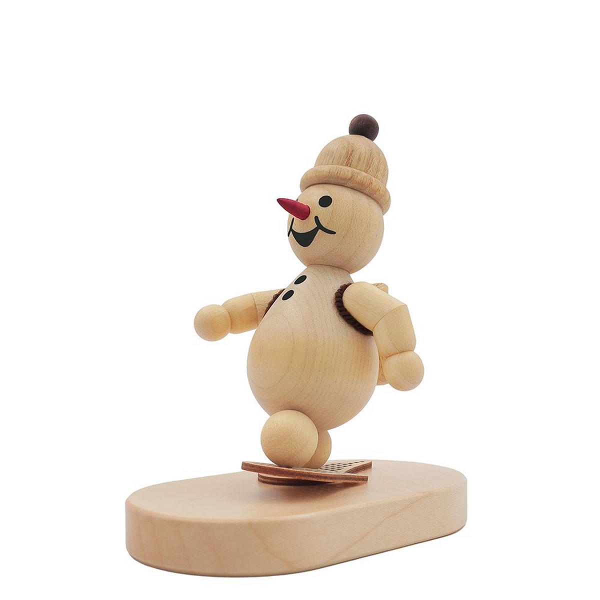 HOLZFIGUR Schneemann Junior Schneewanderer auf Sockel 9 cm - Multicolor, Holz (9/9/0.1cm)