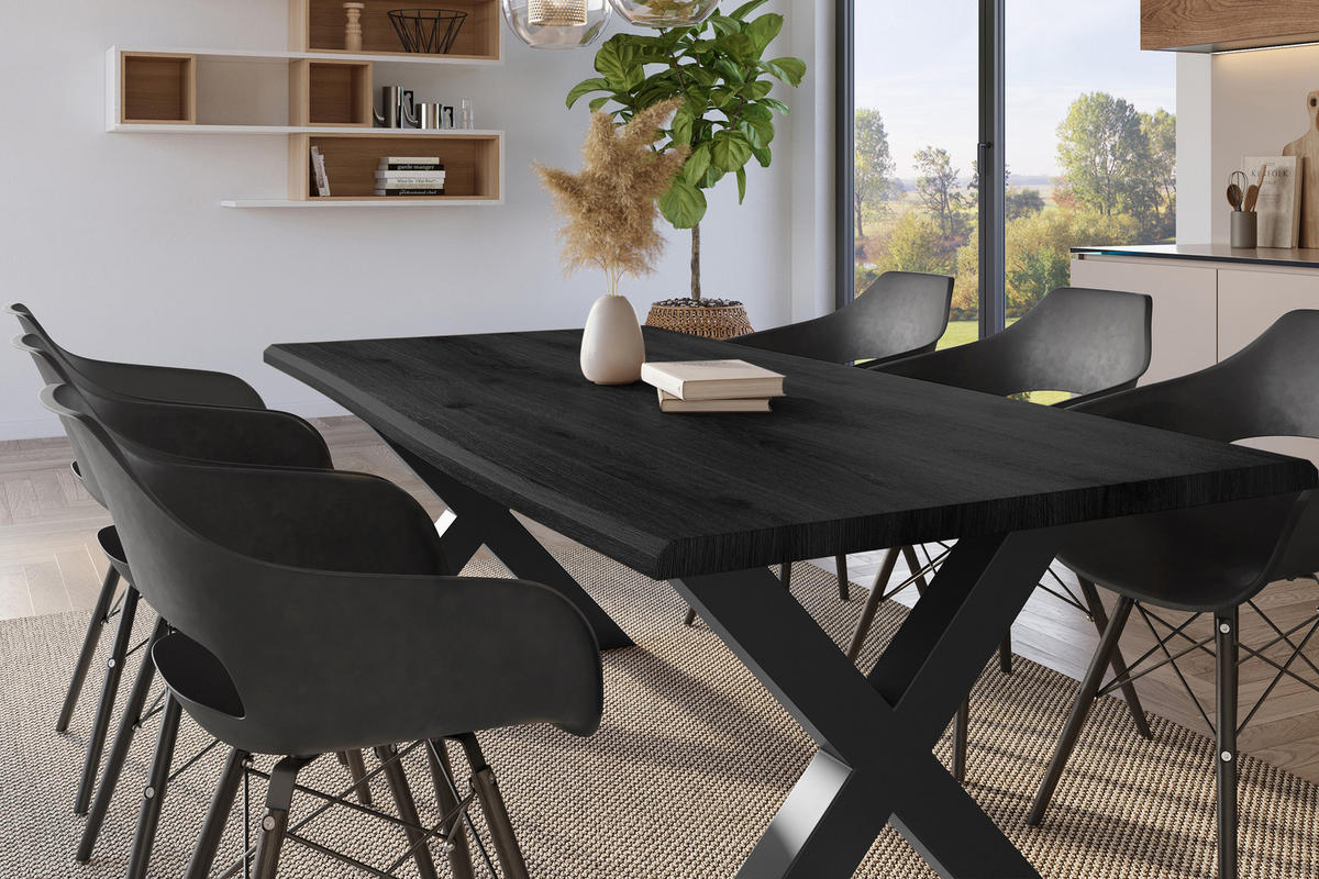 ESSTISCH JULIUS X - Dunkelgrau/Schwarz, Holz (100/240/77cm) - SAM