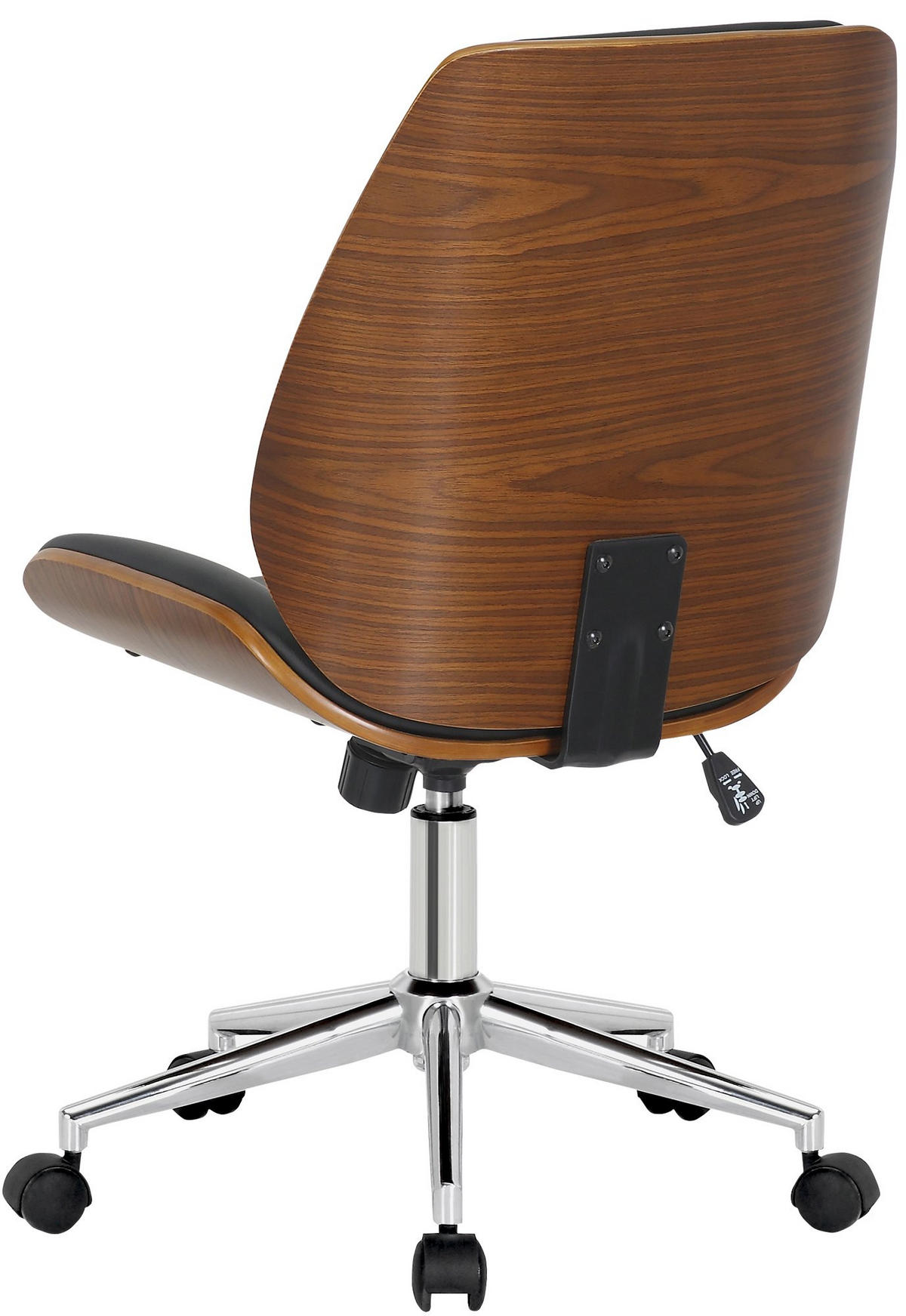 DREHSTUHL Lederlook Walnuss/Schwarz - Chromfarben/Walnussfarben, Textil/Metall (49.5/90/57cm) - CLP