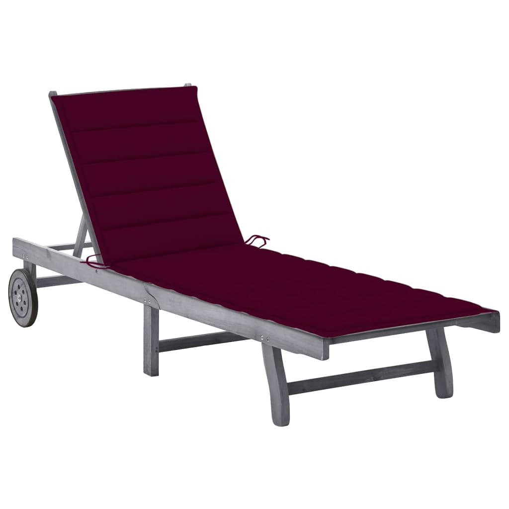 SONNENLIEGE mit Auflage Grau Akazie Massivholz - Grau, Holz (59/85/200cm) - furnicato