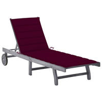 SONNENLIEGE mit Auflage Grau Akazie Massivholz - Grau, Holz (59/85/200cm) - furnicato