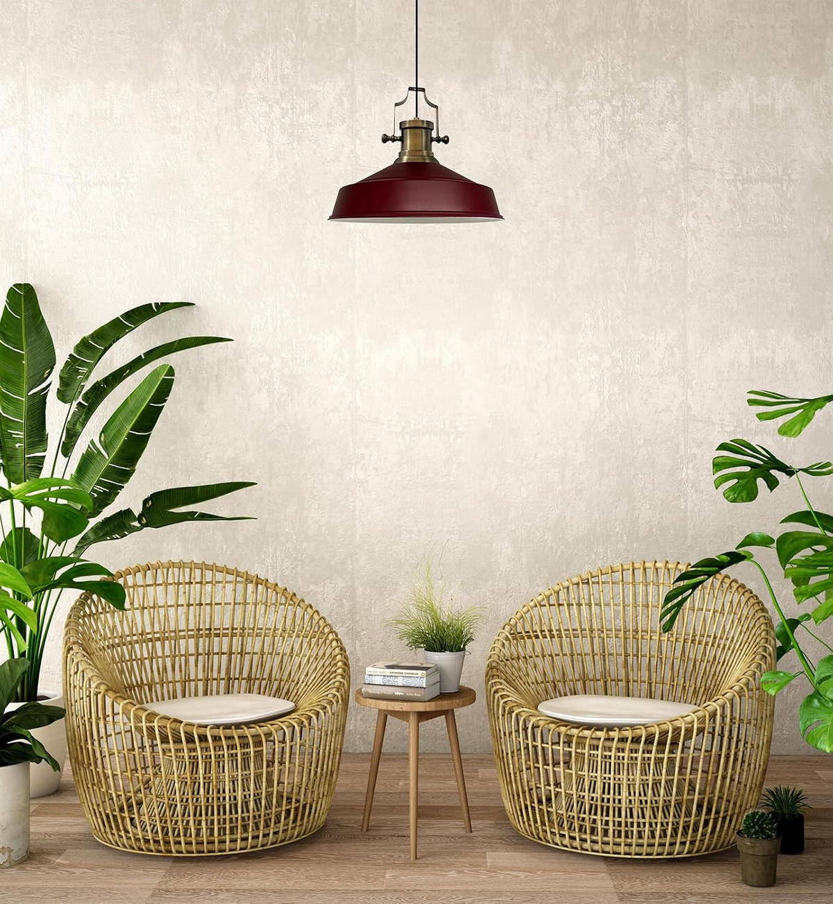 PENDELLEUCHTE Asletl 40/30 cm - Dunkelrot, Metall (30/40/37cm) - Bamyum