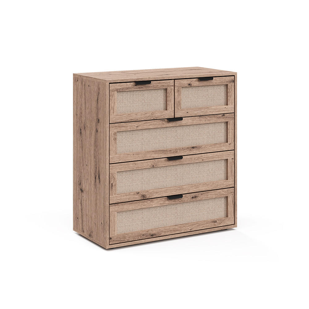 KOMMODE Elven, Eiche, 79 x 85 cm mit 5 Schubladen - Eichefarben, Holzwerkstoff (79/85/39cm) - Vicco