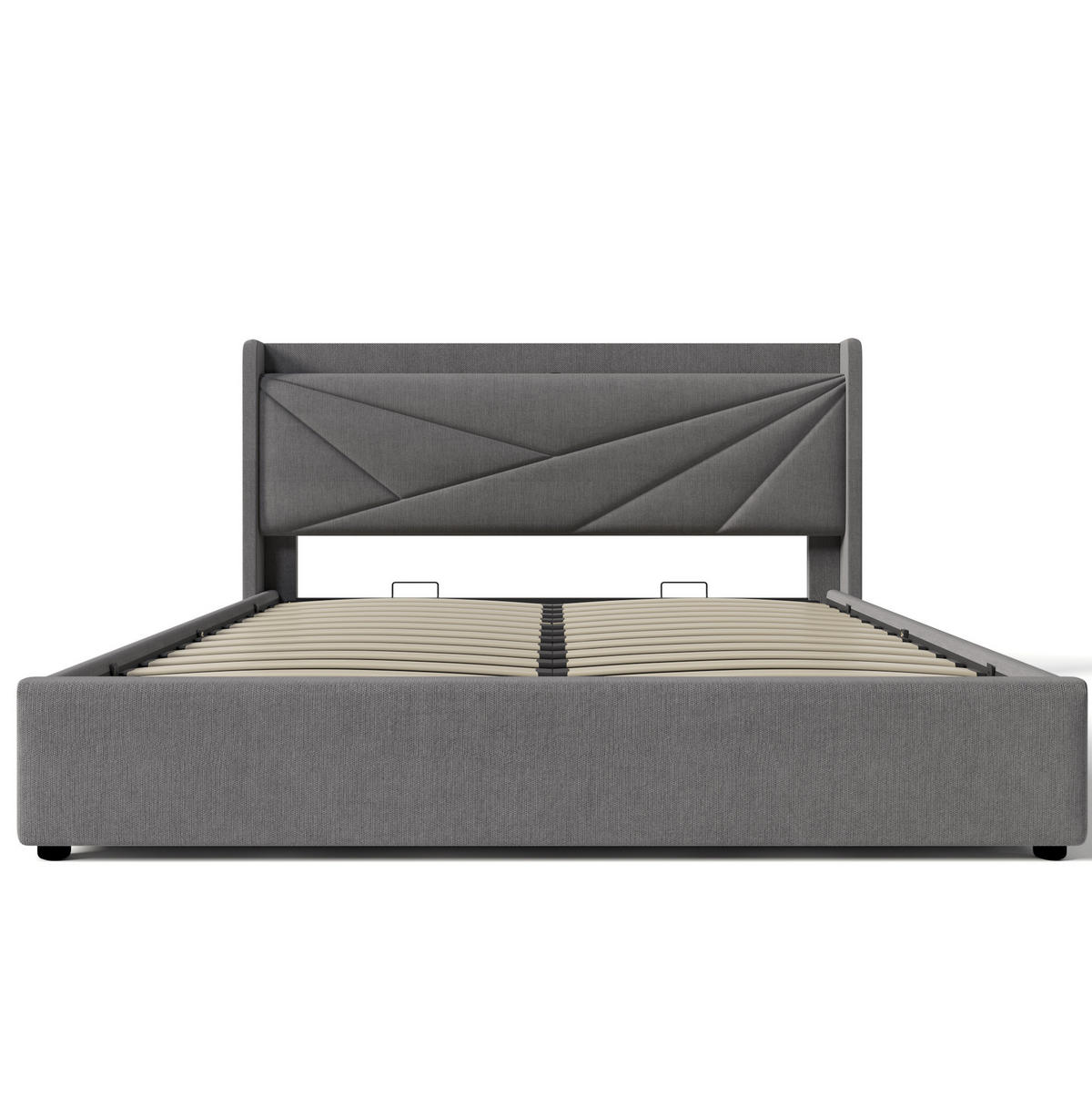 POLSTERBETT 160/200 cm Grau mit Bettkasten und USB- und Type-C-Anschlüssen - Grau, Textil (160/200cm) - Flora Grace