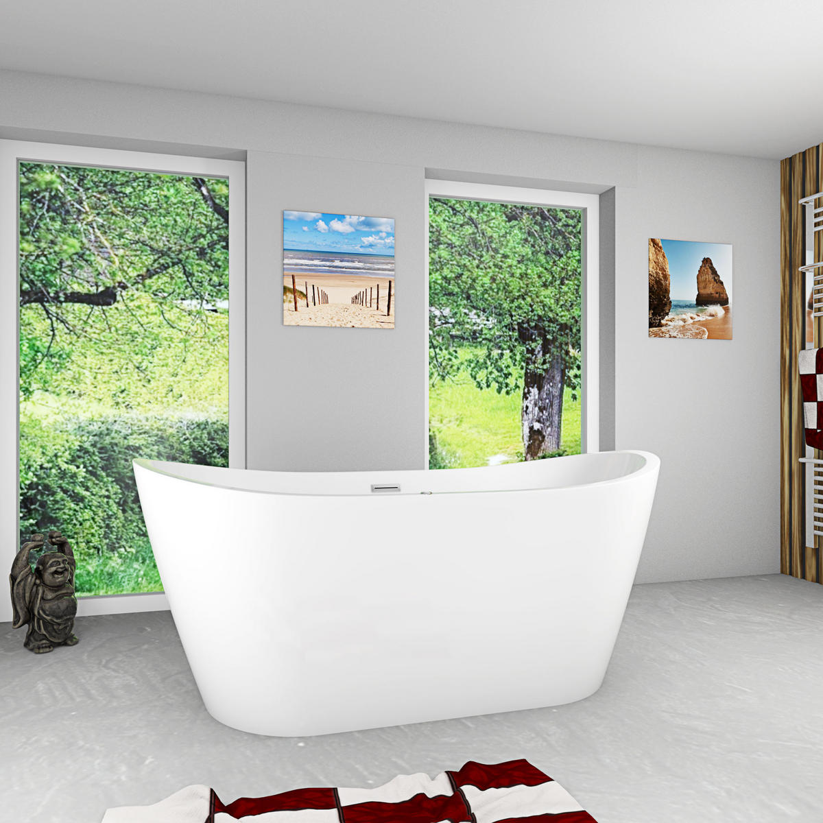 FREISTEHENDE Badewanne Wanne F13 180x92cm Whirlpool Luftmassage - Weiß, Glas/Kunststoff (80/72/180cm) - AcquaVapore by Sandra Jentho