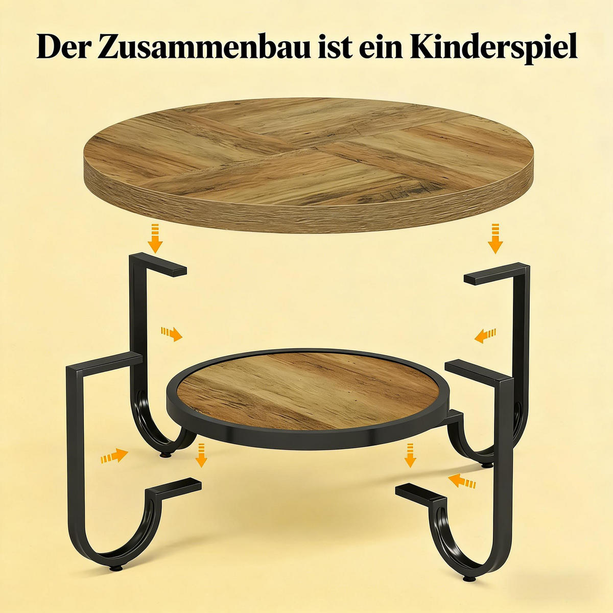 COUCHTISCH Schwarz-Braun 80/80/45 cm - Schwarz, Holzwerkstoff (80/80/45cm) - PANGIVO