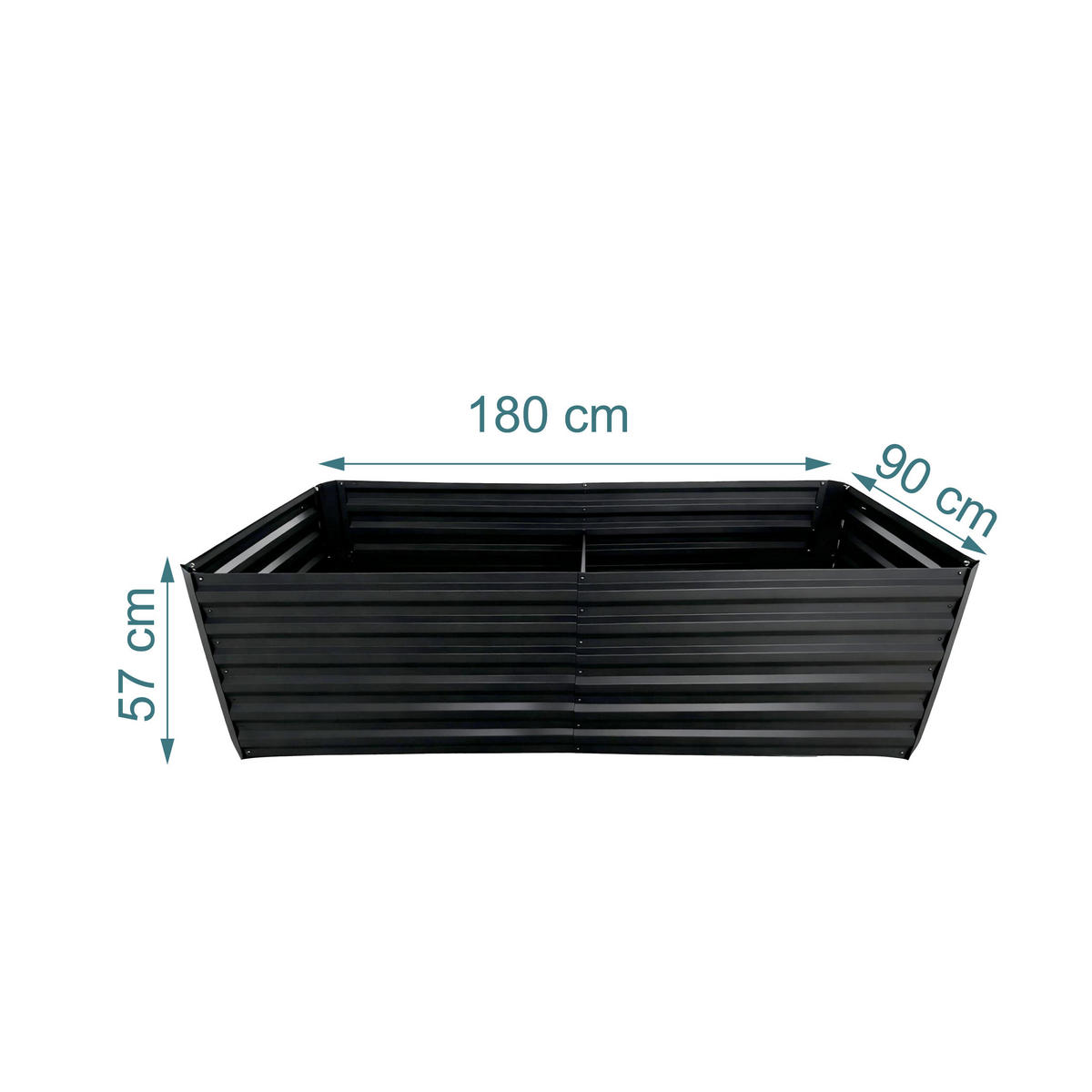 HOCHBEET Schwarz Metall verzinkt - Schwarz, Metall (180/57/90cm) - Relaxdays