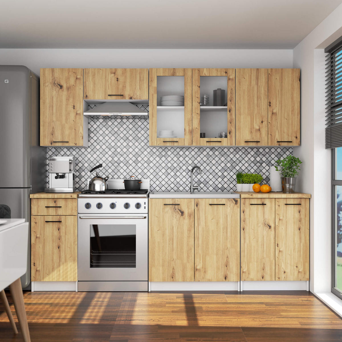 HÄNGESCHRANK Weiß, Eiche Artisan 72/80/30,5 - Weiß/Eiche Artisan, Holzwerkstoff (80/72/30cm) - RAUMHIRSCH FURNITURE