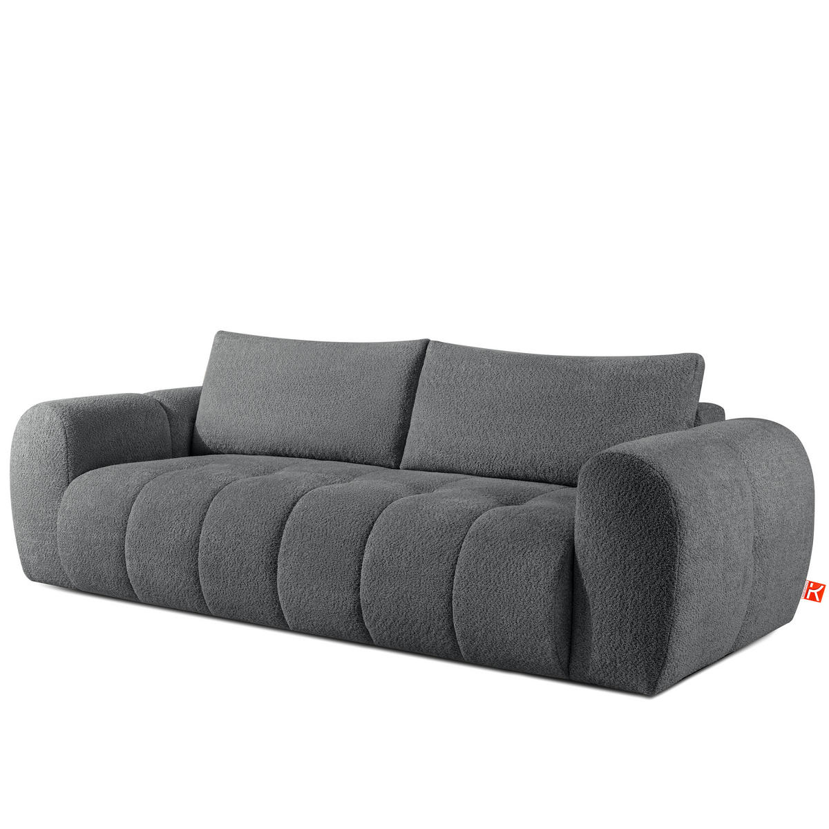 EINZELSOFA LIRA, Dunkelgrau, Bouclé - Dunkelgrau, Holz/Holzwerkstoff (256/84/112cm) - KONSIMO®