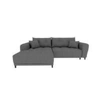 ECKSOFA Massimo Strukturstoff Anthrazit inkl. Schlaffunktion Links - Anthrazit/Schwarz, Textil/Metall (246/177cm) - 99rooms