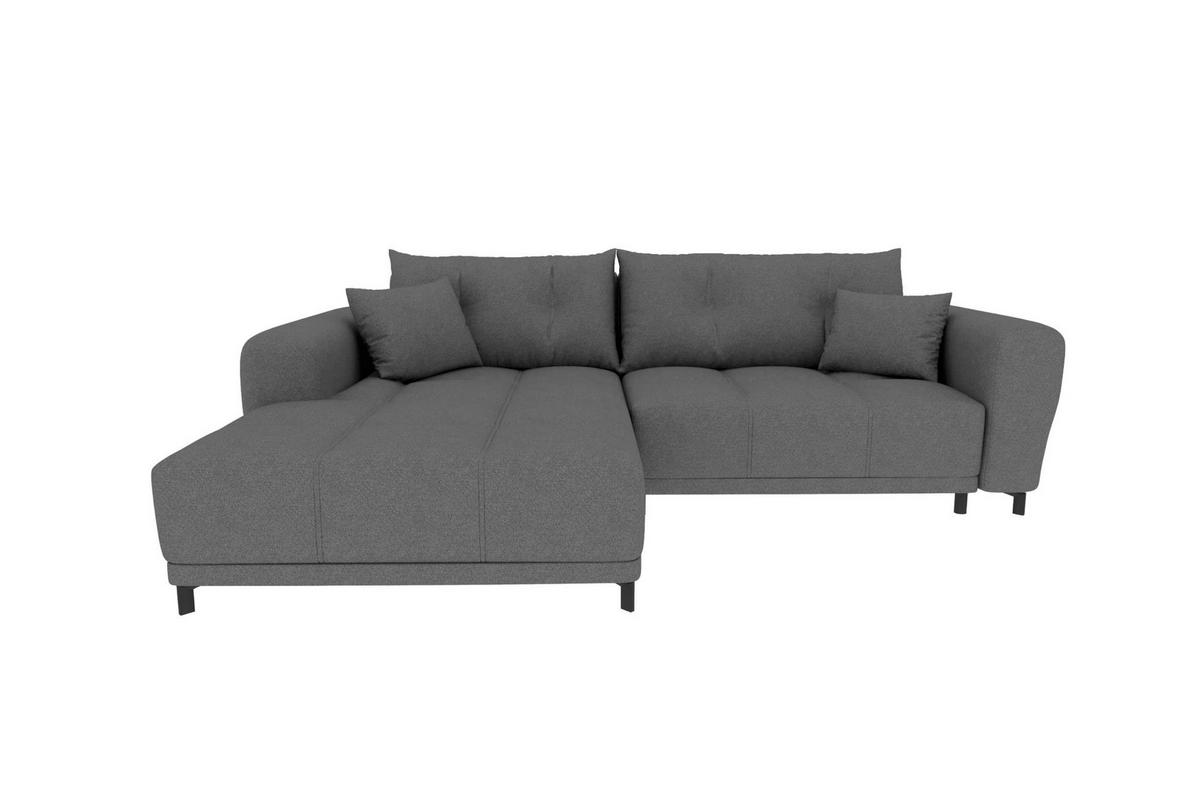 ECKSOFA Massimo Strukturstoff Anthrazit inkl. Schlaffunktion Links - Anthrazit/Schwarz, Textil/Metall (246/177cm) - 99rooms