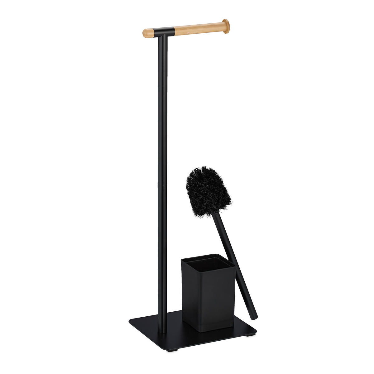 WC-GARNITUR - Schwarz, Holz/Metall (22/64.5/18cm) - Relaxdays