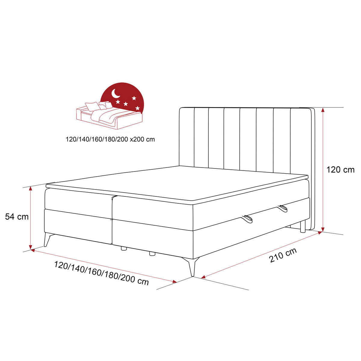 BOXBETT VERA 120x200 cm mit Matratze und Topper, Dichter wasserabweisender Samt Grau - Grau, Textil (120/200cm) - Idohome
