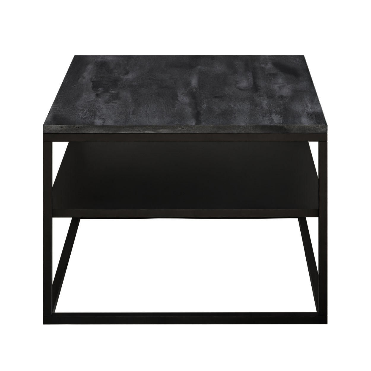 COUCHTISCH NOVA mit Ablage Schwarz / Dunkler Beton - Schwarz, Holzwerkstoff (69/69/48cm) - Lookway