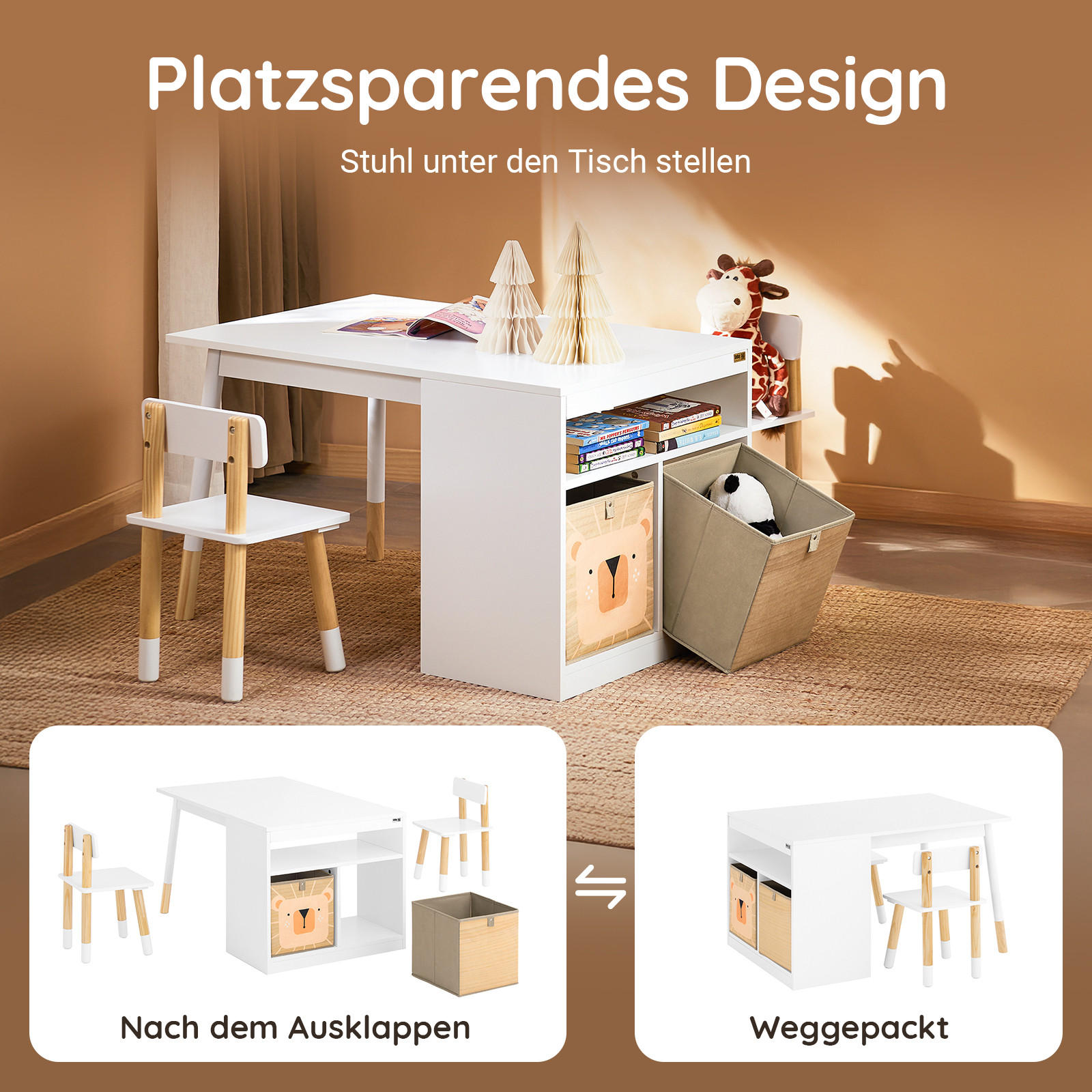 KINDERSITZGRUPPE Weiß - Weiß/Naturfarben, Holz/Holzwerkstoff (90/53/60cm) - SoBuy