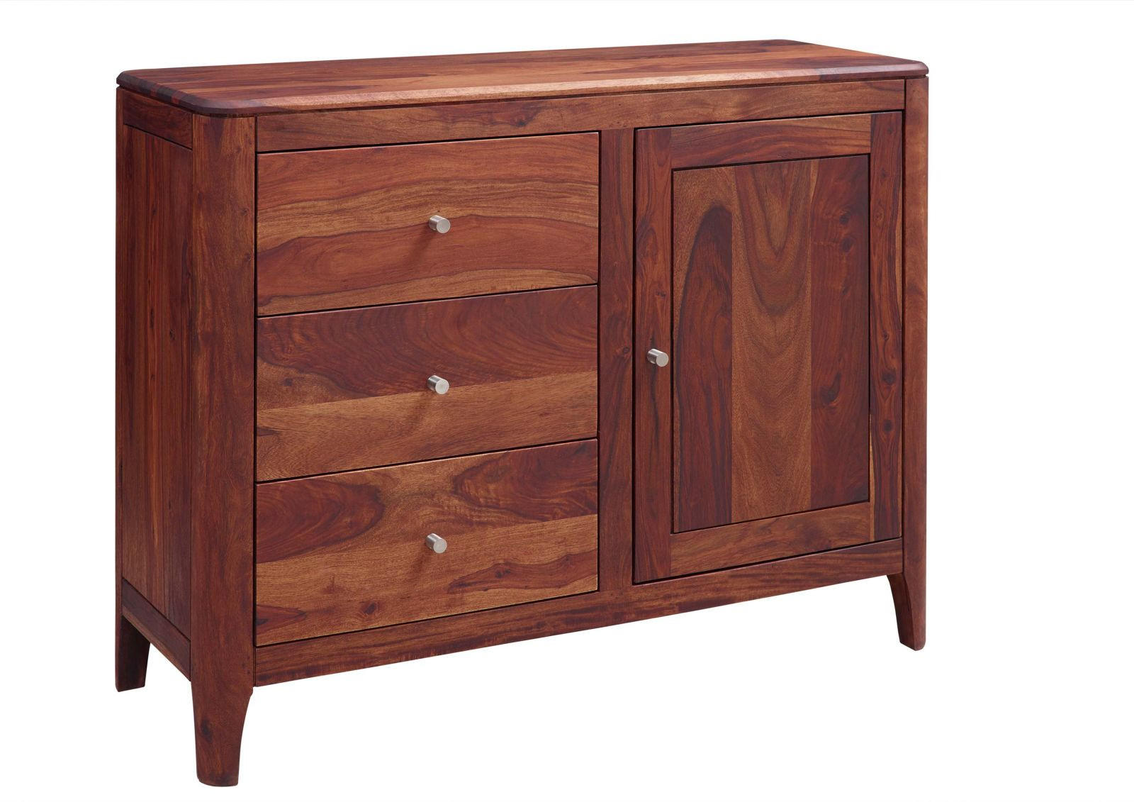 SIDEBOARD Sheesham110x40x86 walnuss geölt BROOKLYN #21 - Dunkelbraun, Holz (110/86/40cm) - Massivmoebel24