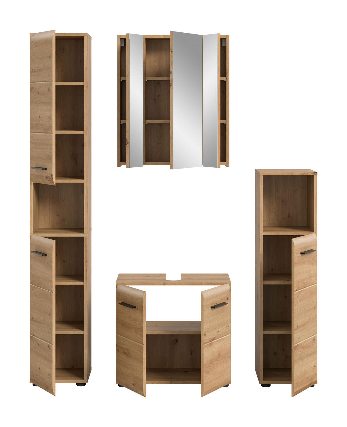 BAD-SET ICE 4-tlg. (B/H/T: ca. 150/185/30 cm) in Artisan Oak Nachbildung/Artisan Oak Nachbildung - Eiche Artisan, Holz (150/185/30cm)