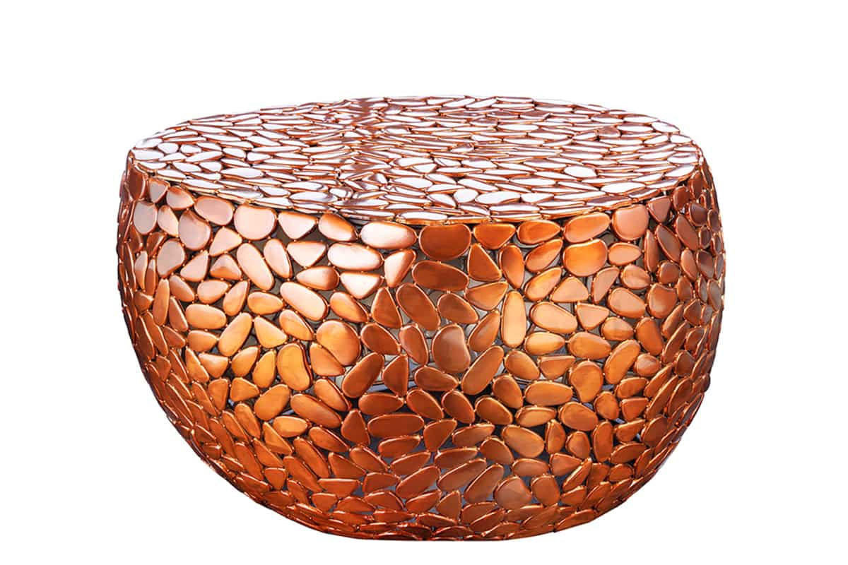 COUCHTISCH STONE MOSAIC rund Kupfer 72cm - Kupferfarben, Metall (70/72/40cm) - riess-ambiente