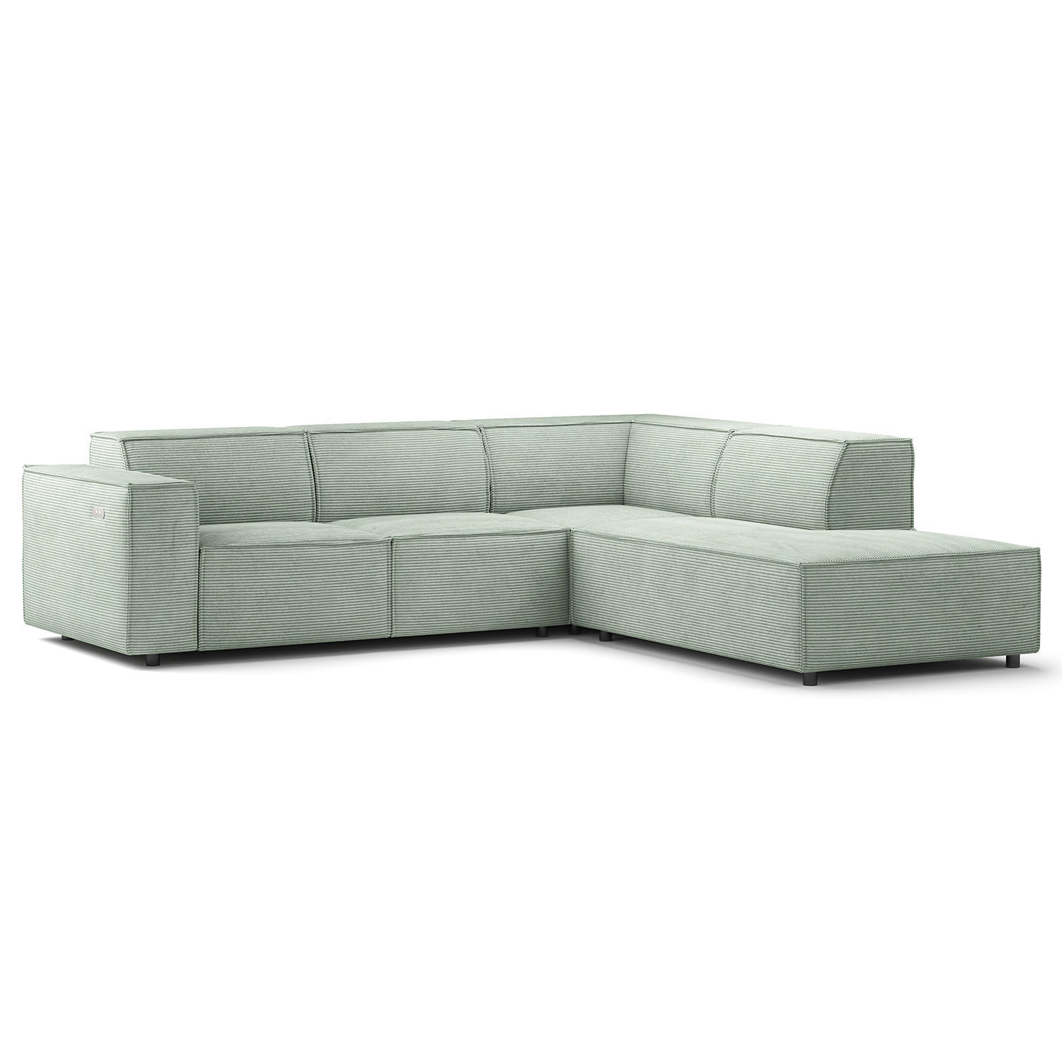 ECKSOFA mit Ottomane - Schwarz/Mintgrün, Kunststoff/Textil (260/234cm) - home24
