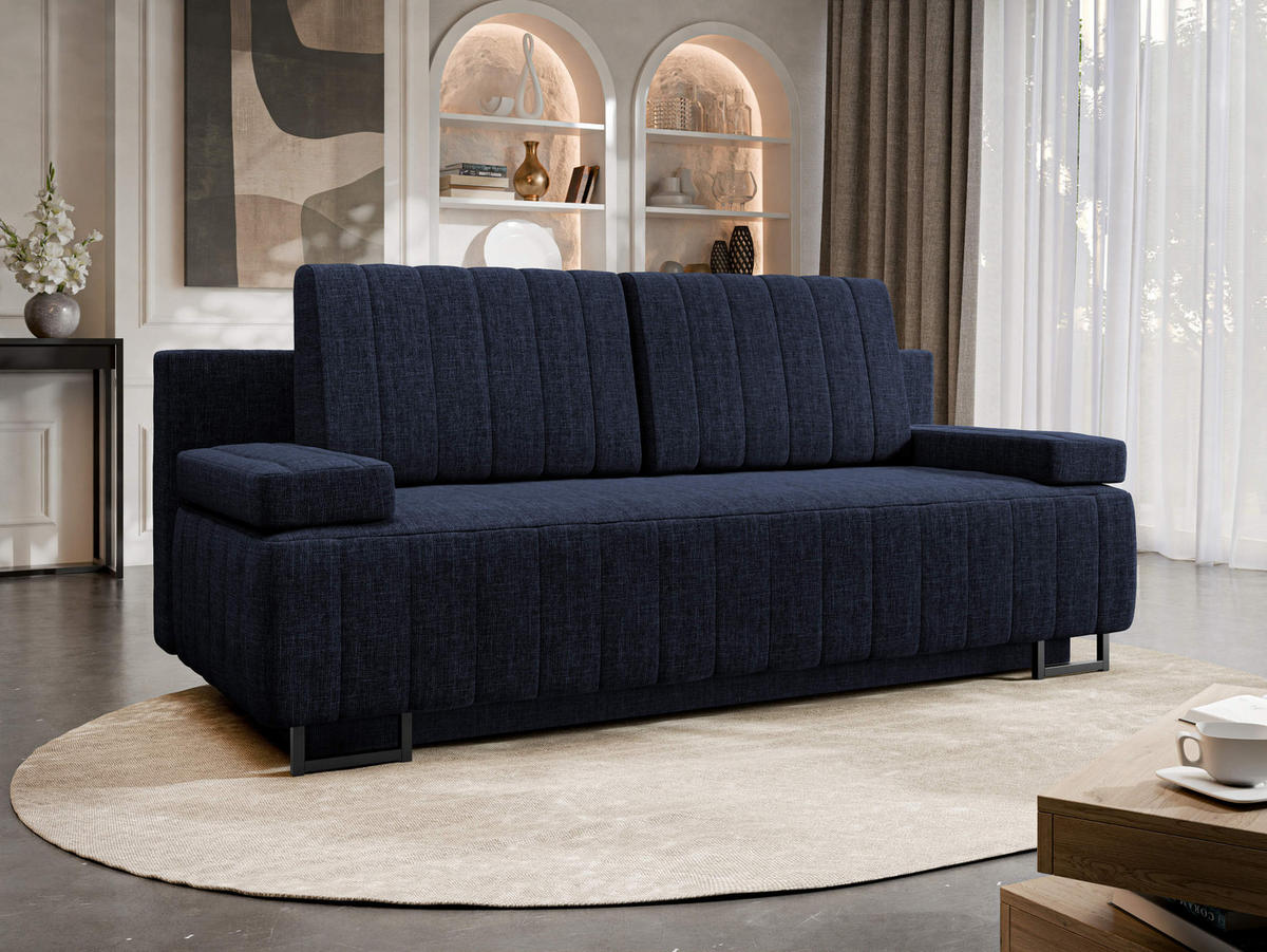 SCHLAFSOFA Laguna - Schwarz/Dunkelblau, Holz/Textil (200/90/90cm) - MIRJAN24