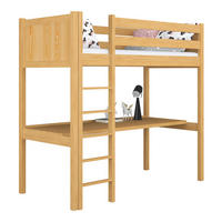 HOCHBETT N06 mit Schreibtisch Naturkiefer 90/180 - Hellbraun, Naturmaterialien/Holz (90/180cm) - N-Wood