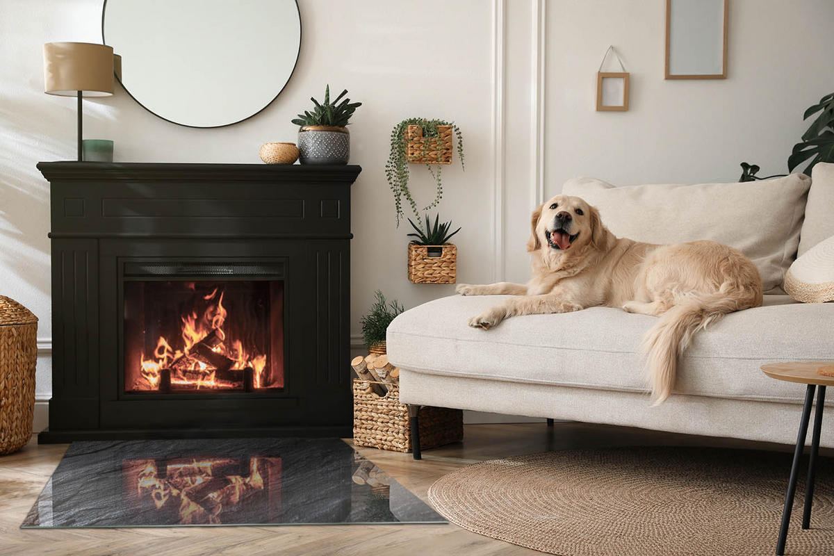 GLASPLATTE für Kamin 100x70 cm Schwarz - Schwarz, Glas (100/70/0.4cm) - ArtPrintCave