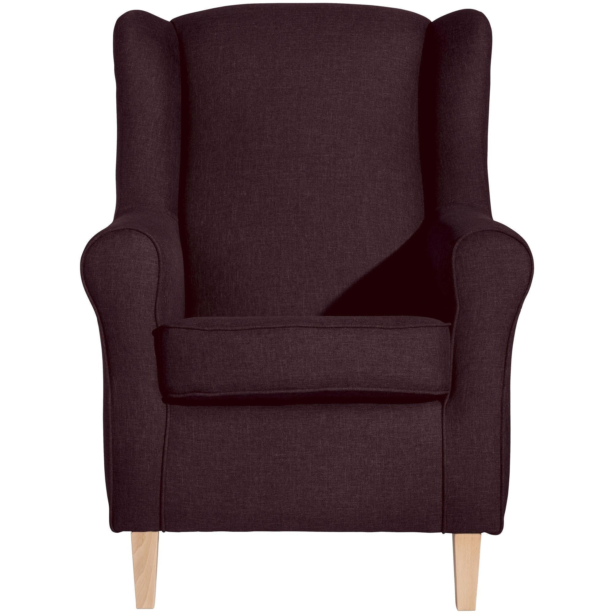 OHRENSESSEL Karlen Bezug Flachgewebe Buche natur / burgund - Brombeere/Buchefarben, Kunststoff (86/103/77cm) - 58aufmkessel