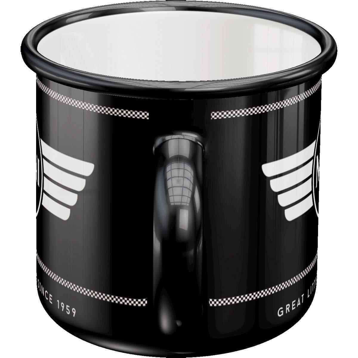 EMAILLE-BECHER 360 ml Mini Logo Black - Anthrazit/Weiß, Metall (0.36L) - Nostalgic-Art
