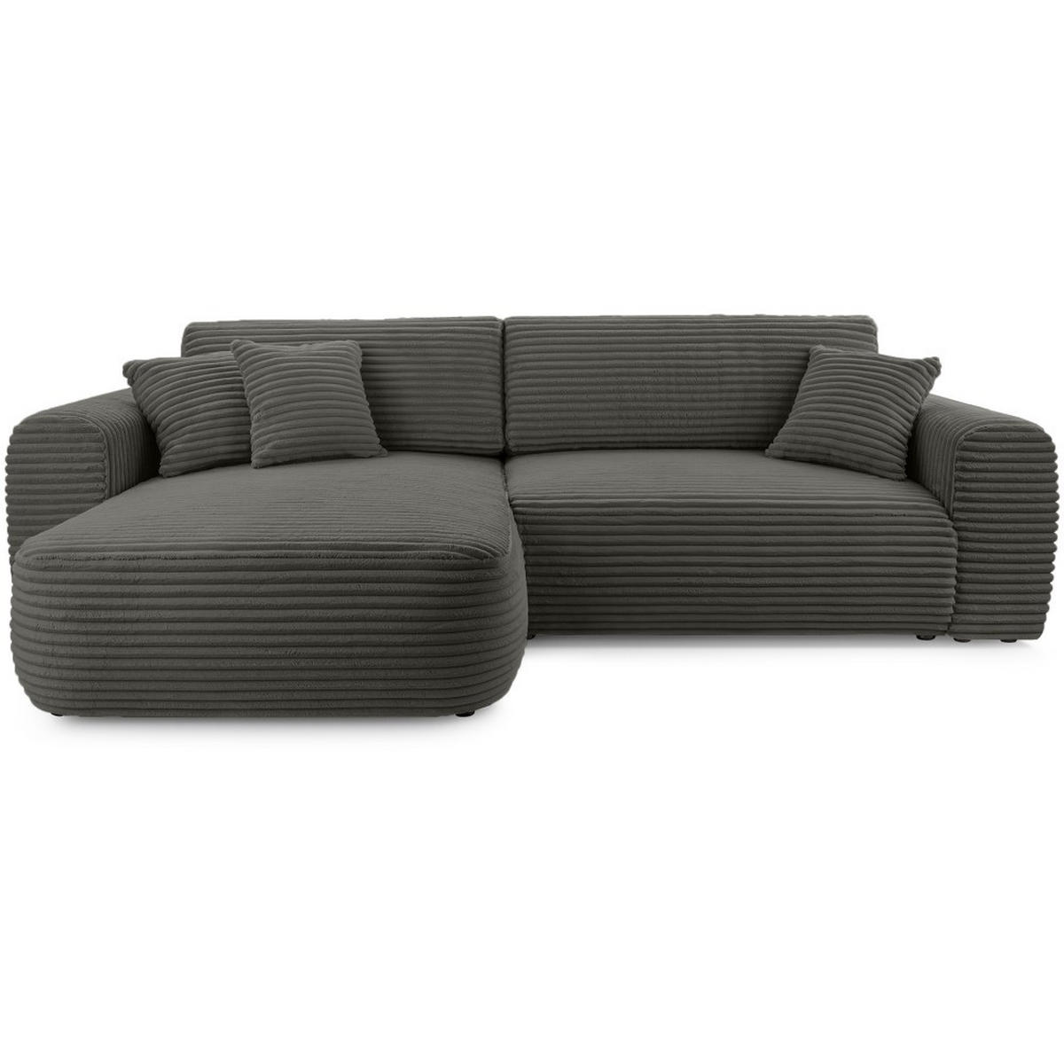 ECKSCHLAFSOFA Harmonia Dunkelgrau links - Dunkelgrau/Schwarz, Textil (297/169cm) - Beautysofa