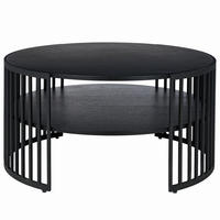HOME24 Couchtisch Allumnu - Eichefarben/Schwarz, Holzwerkstoff/Metall (77/77/41cm) - home24