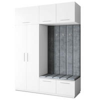 GARDEROBENSCHRANK REMA 180/240/60 cm Modern Garderobe-Set Weiß - Weiß/Grau, Holzwerkstoff (180/240/60cm) - MASSENO