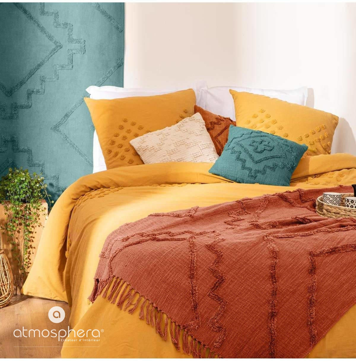 TAGESDECKE Inca 180/130 cm - Orange, Naturmaterialien (130/180cm) - Atmosphera Createur d´interieur