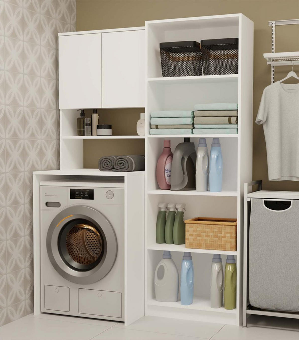 WASCHMASCHINENUMBAUSCHRANK Weiß 64/180/64 - Weiß, Holzwerkstoff (64/180/64cm) - RAUMHIRSCH FURNITURE