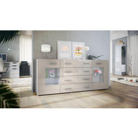 SIDEBOARD Noah Sandgrau Hochglanz - Sandfarben, Holzwerkstoff (166/72/35cm) - Vladon