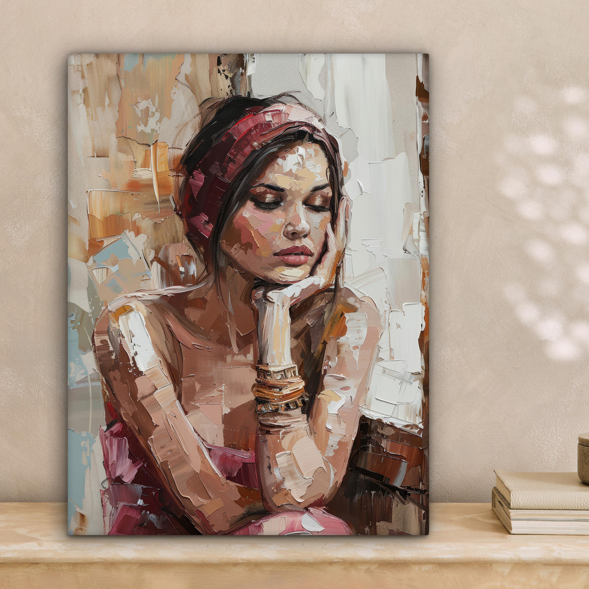 LEINWANDBILD Frau - Lackierung - Porträt - Modern 30x40 cm - Altrosa, Textil (30/40cm) - MuchoWow