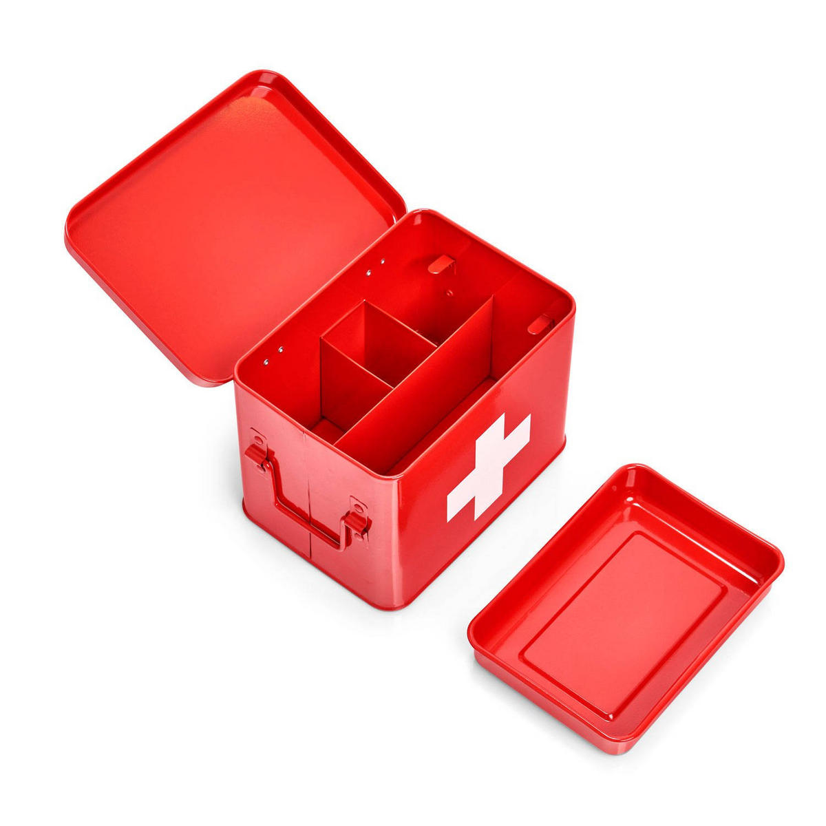 METALL-ERSTE-HILFE-SET Medizinbox 21,5/16/16 cm - Rot, Metall (16/16/21.5cm) - ZELLER