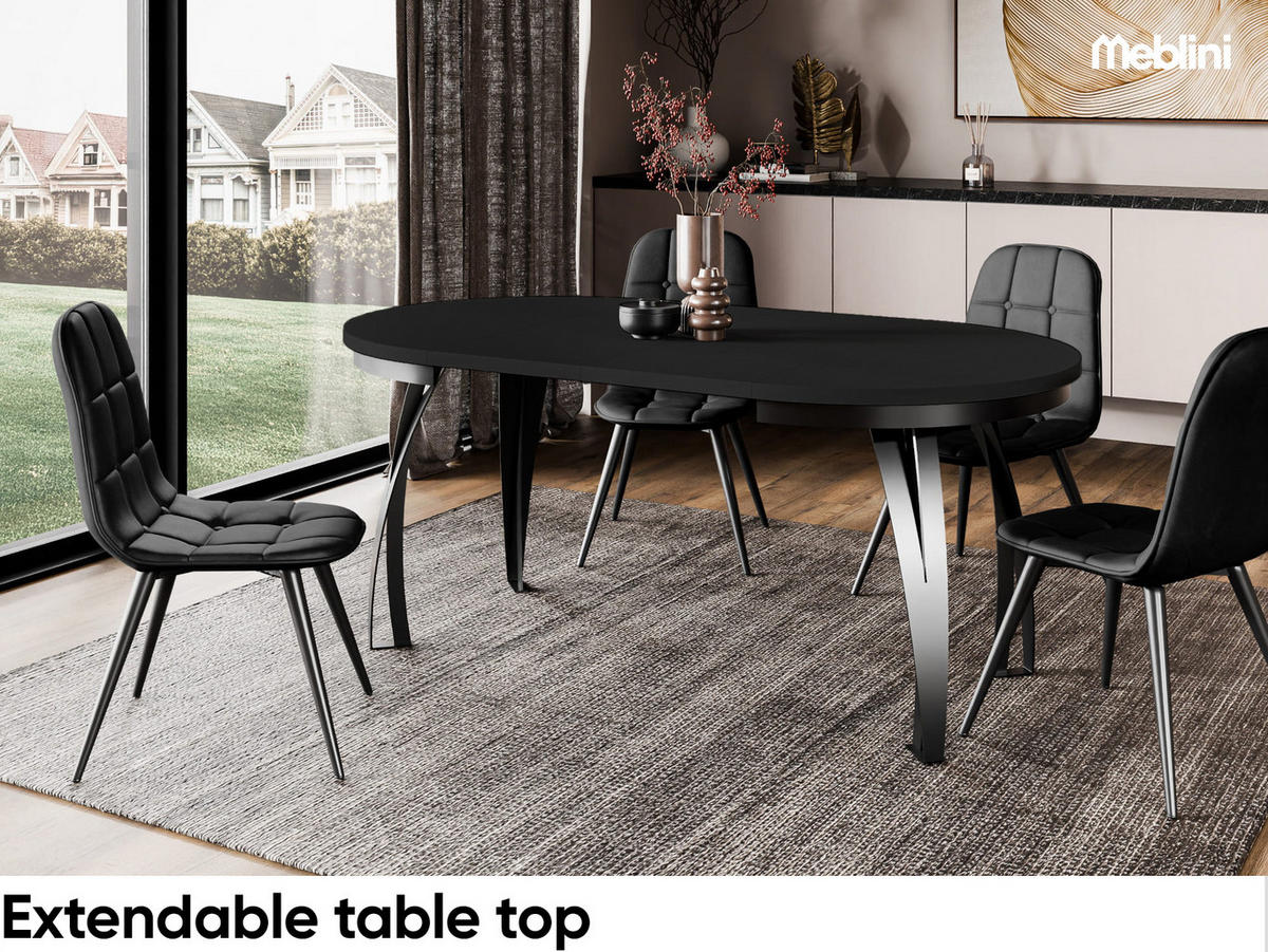 ESSTISCH LUNGA - Schwarz, Holzwerkstoff (100/100/77cm) - Meblini