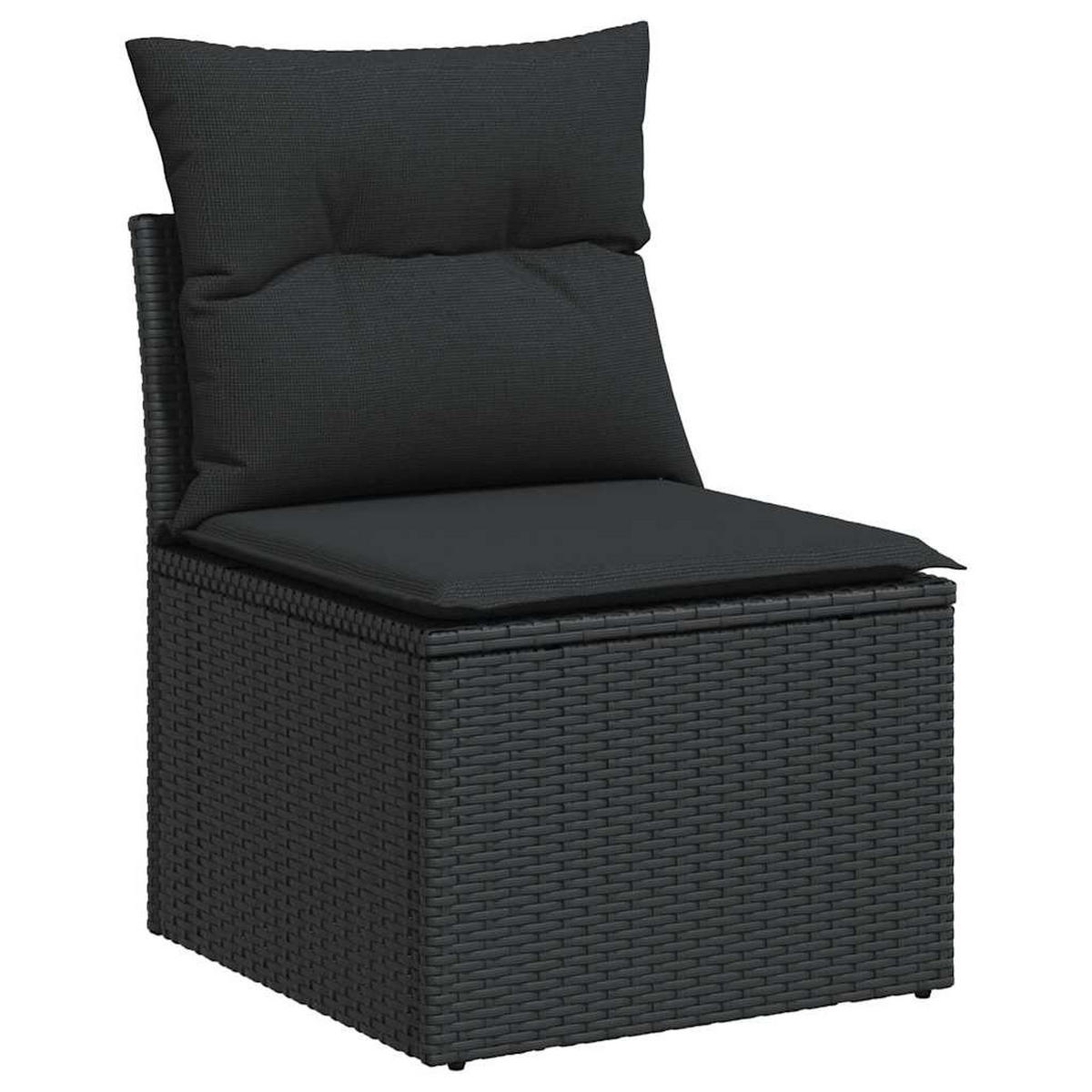 GARTENSOFA Ohne Armlehnen Mit Kissen Schwarz Poly Rattan - Schwarz, Kunststoff (62/69/55cm) - vidaXL
