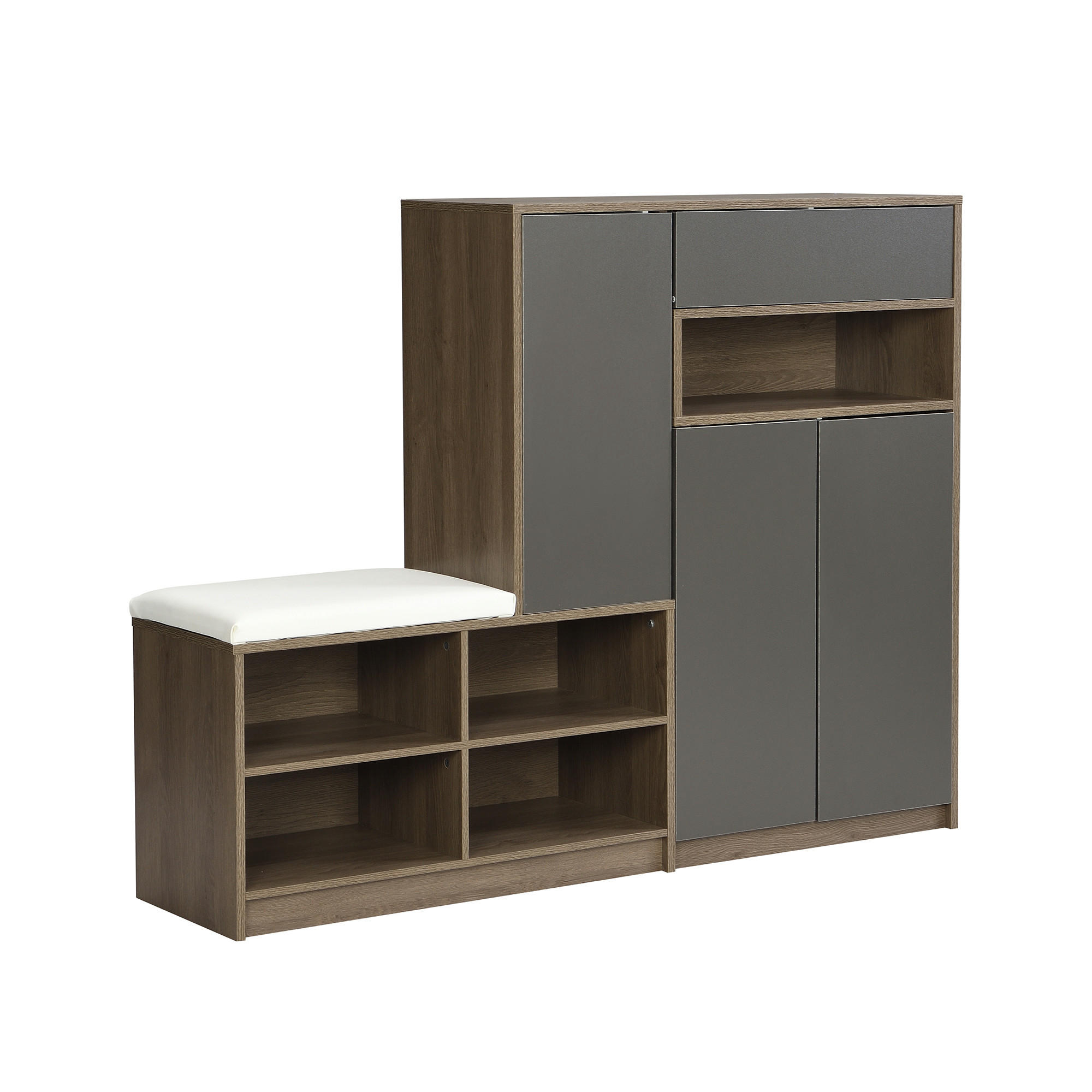 ComfortXL Schuhschrank Grau 140x110x35 cm