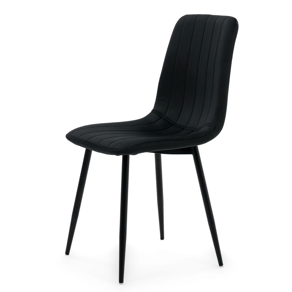 STUHL GELA gepolstert mit Steppung - schwarz - Samt Velours - Schwarz, Textil/Metall (45/89/53cm) - NEW HOME
