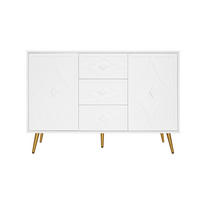 KOMODA 120/40/80 cm se 3 zásuvkami a 2 dvířky, 3D kosočtvercový dekor, dřevotříska, Bílá - bílá, kompozitní dřevo (120/80/40cm) - Redom