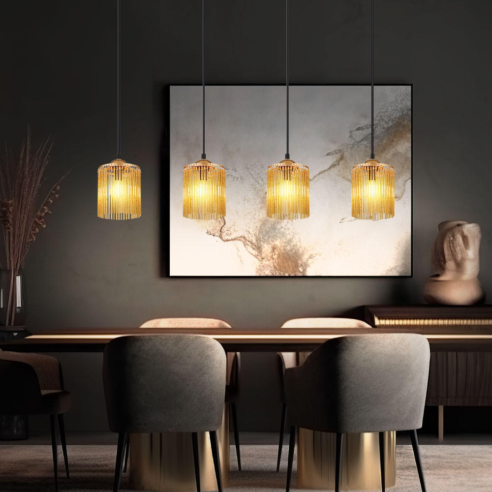 LED HÄNGELEUCHTE LEEDS Gold Acrylstäbe Amber - Goldfarben, Metall (87/12/133cm) - Nowa